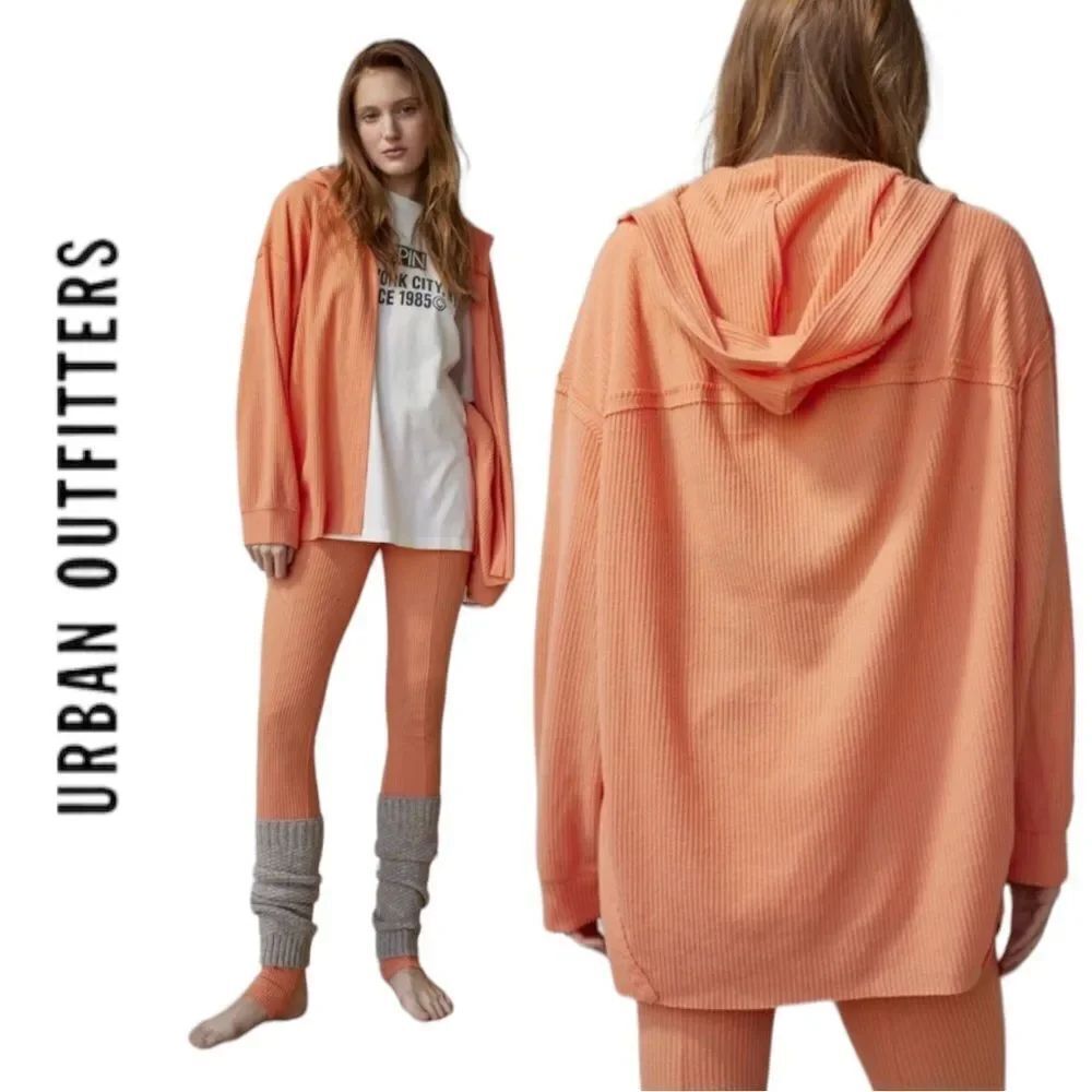 NEW Out From Under UO Urban Outfitters Colette Orange Open-Front Hooded Cardigan